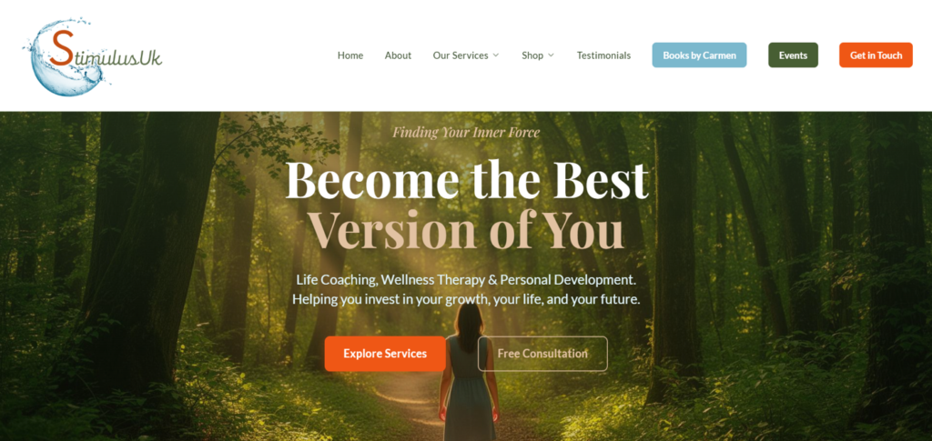 Image of new stimulusuk website with a nature image behind header. Modern look.