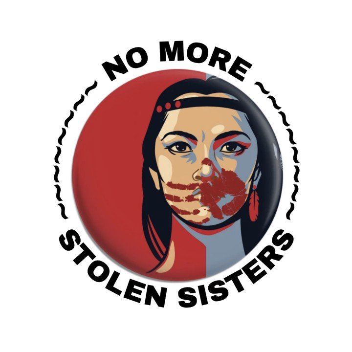 poster again stolen sisters, round logo with image of girl with handprint over mouth.